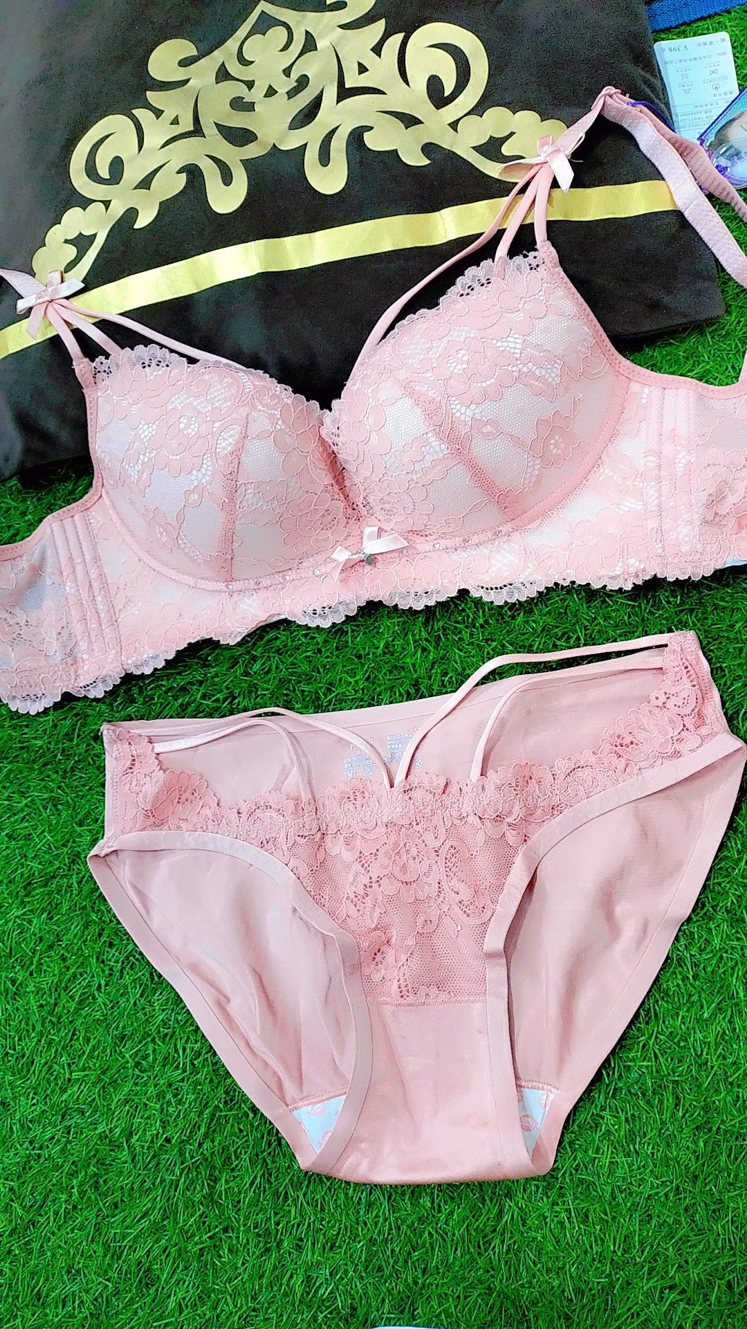 Fancy Dopamine Gathered Support Bra (Like Lingerie Set)